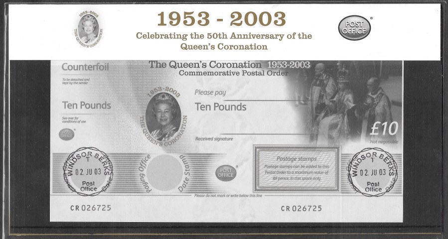 (image for) 2003 Coronation 50th Anniversary £10 Postal Order Presentation Pack